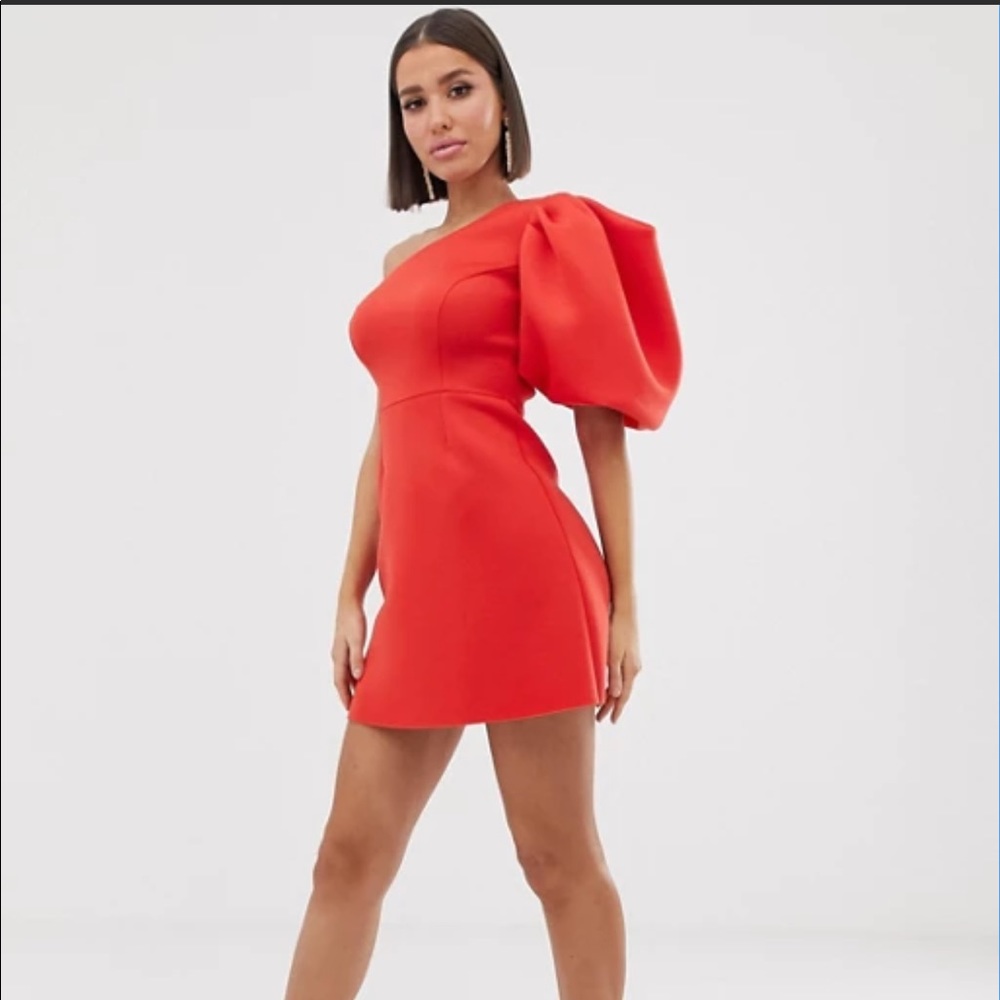 Red One Shoulder Dress